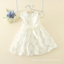 Vestido de una sola pieza blanco de las muchachas de las muchachas vestido en el color blanco para el vestido de noche de la boda de la fiesta de cumpleaños de los niños